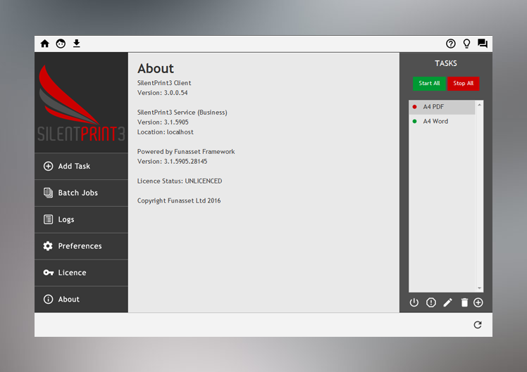 SilentPrint3 interface SilentPrint3 screenshot